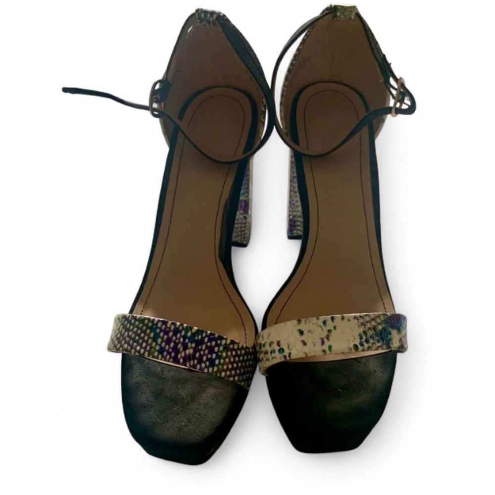 💕 Rouge helium snake skin platform high heel bratz sandals size 9 formal date